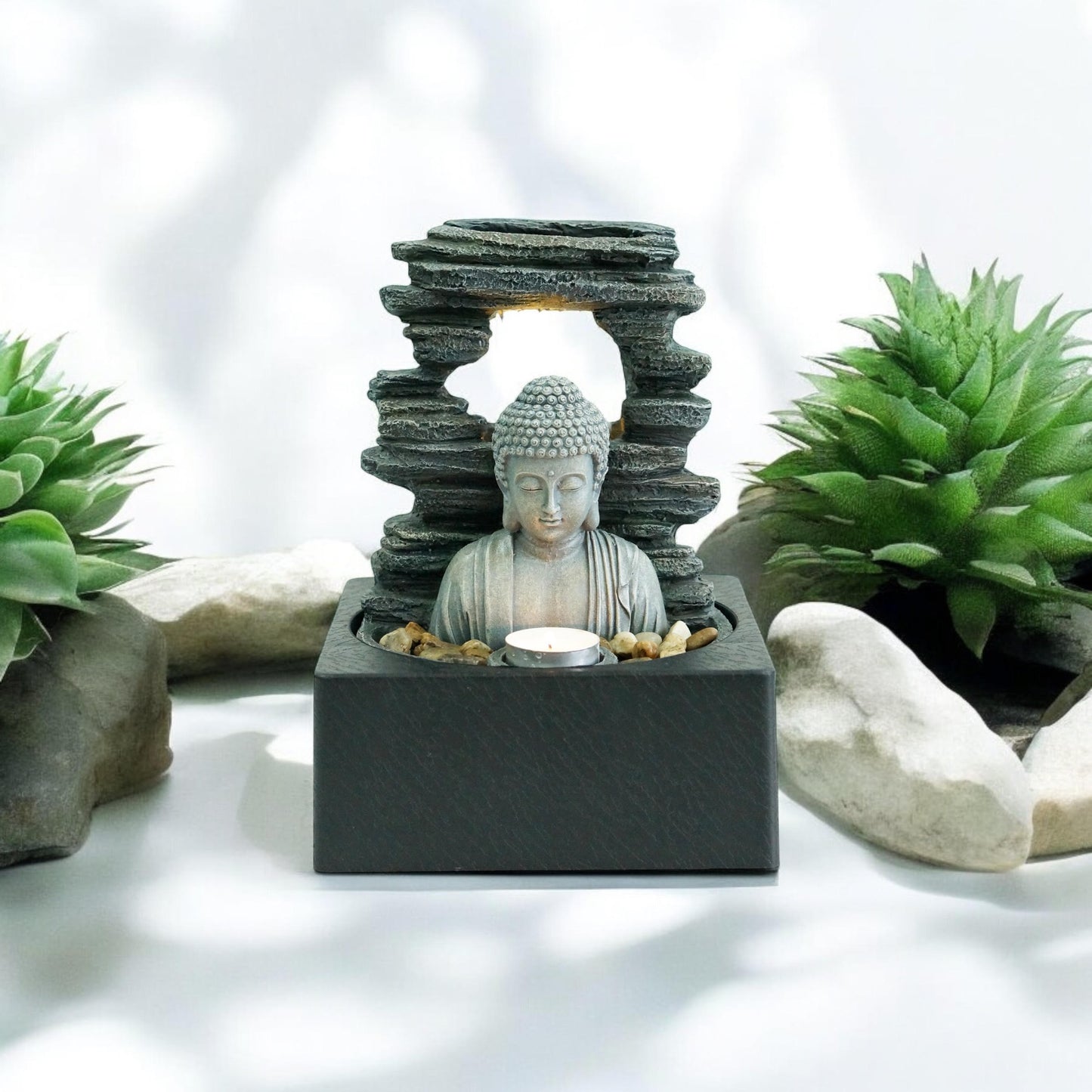 MSL 24cm fountain with flowing water feature, decorative design, and artistic details, perfect for garden or indoor decor.