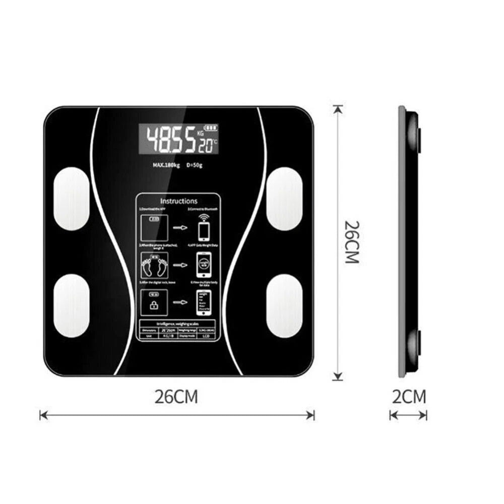 Smart Body Fat Scale with Bluetooth – Digital BMI Bathroom Scale up to 180kg
