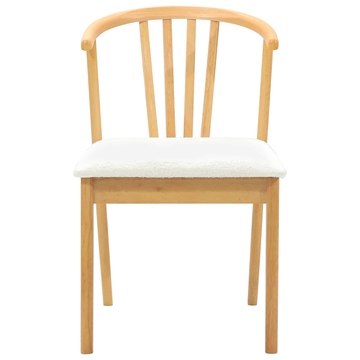 Dining Chair 2 pcs Natural and White Solid Rubberwood
