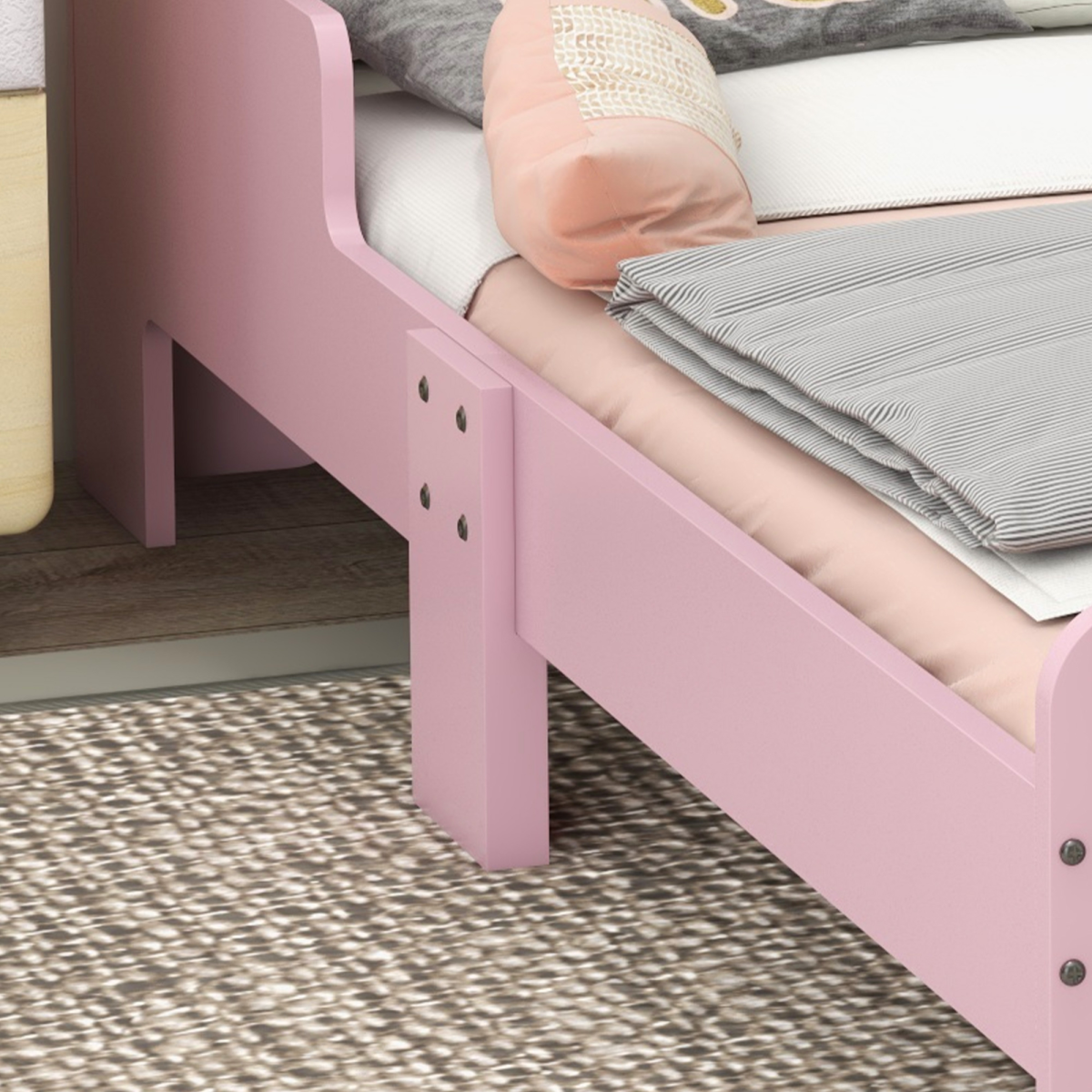 Toddler Bed Frame, Cloud-Designed Princess Bed, 143 x 74 x 55cm - Pink
