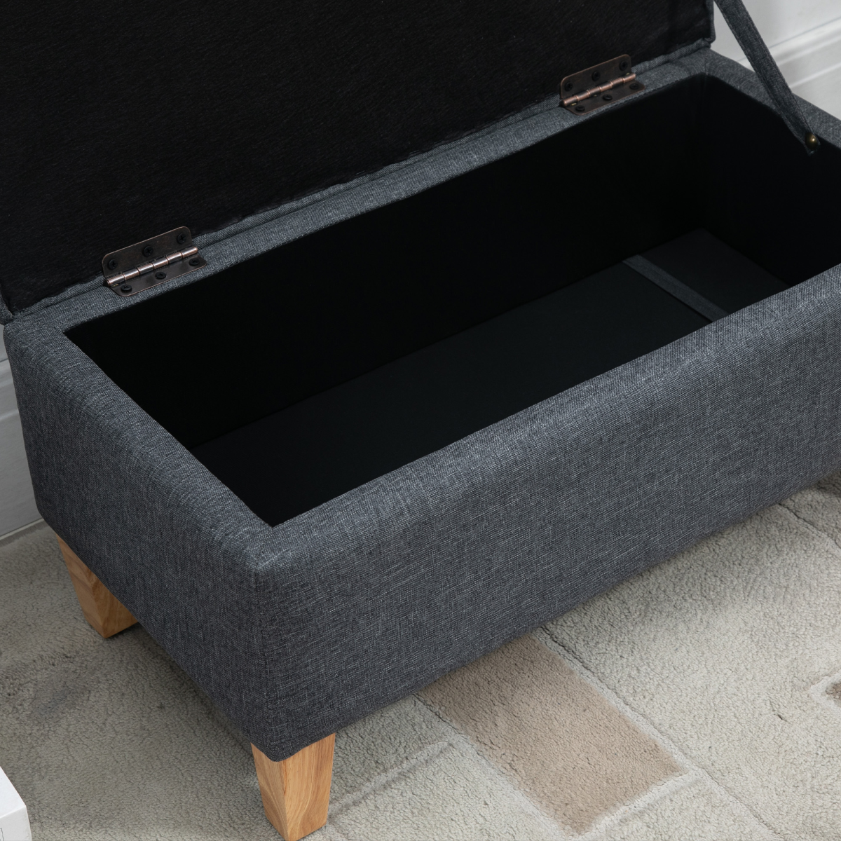 Linen Storage Ottoman Footstool – Toy Box, Bed End & Shoe Bench Seating, Grey