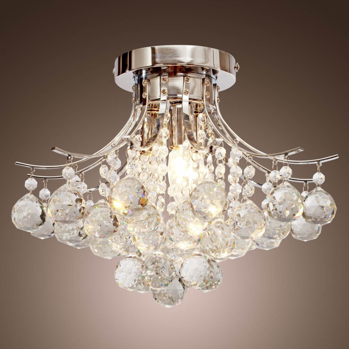 HOMCOM Modern K9 Crystal Ceiling Chandelier with pendant light design, featuring sleek modern style and multiple hanging crystal elements.