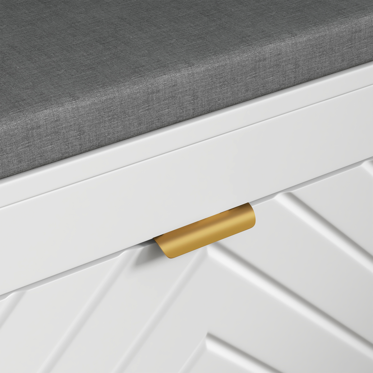 Shoe Bench with 2 Flip Drawers, Cushion, 8 Pairs for Entryway White