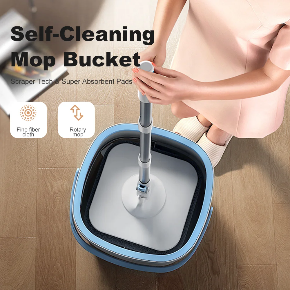 360 Degree Spin Mop Quick Squeeze Water Cleaning Floor Brooms Household Sewage Separation Water-absorbing Mop Bucket