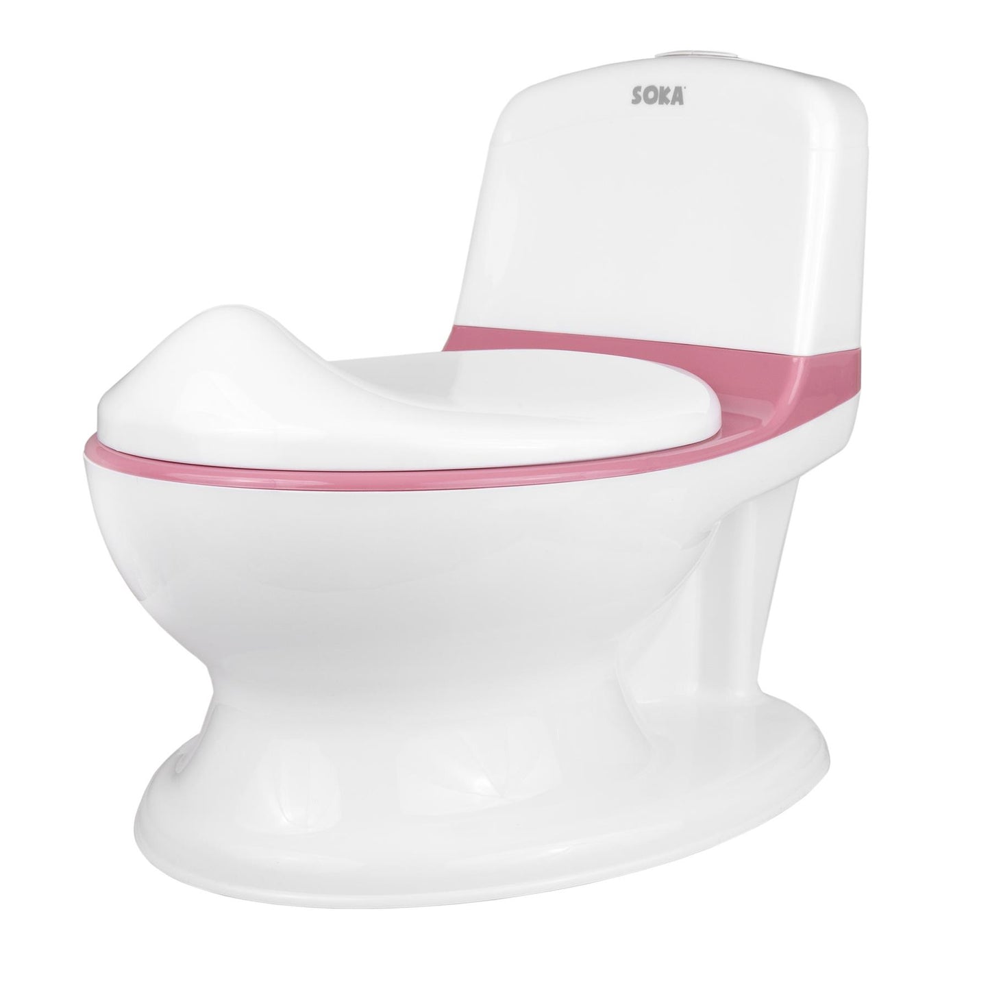 SOKA Play potty training toilet for kids and infants, featuring a colorful child-friendly design with a removable bowl and splash guard.