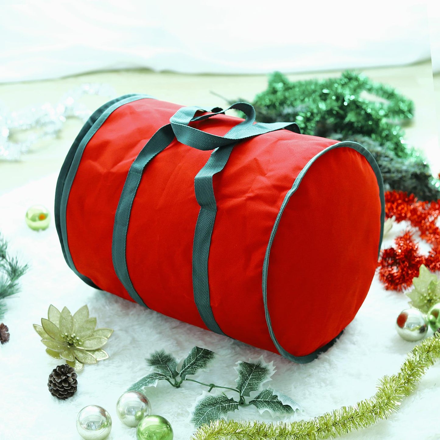 Red Christmas Lights Storage Bag – Waterproof Xmas Ornament Organiser
