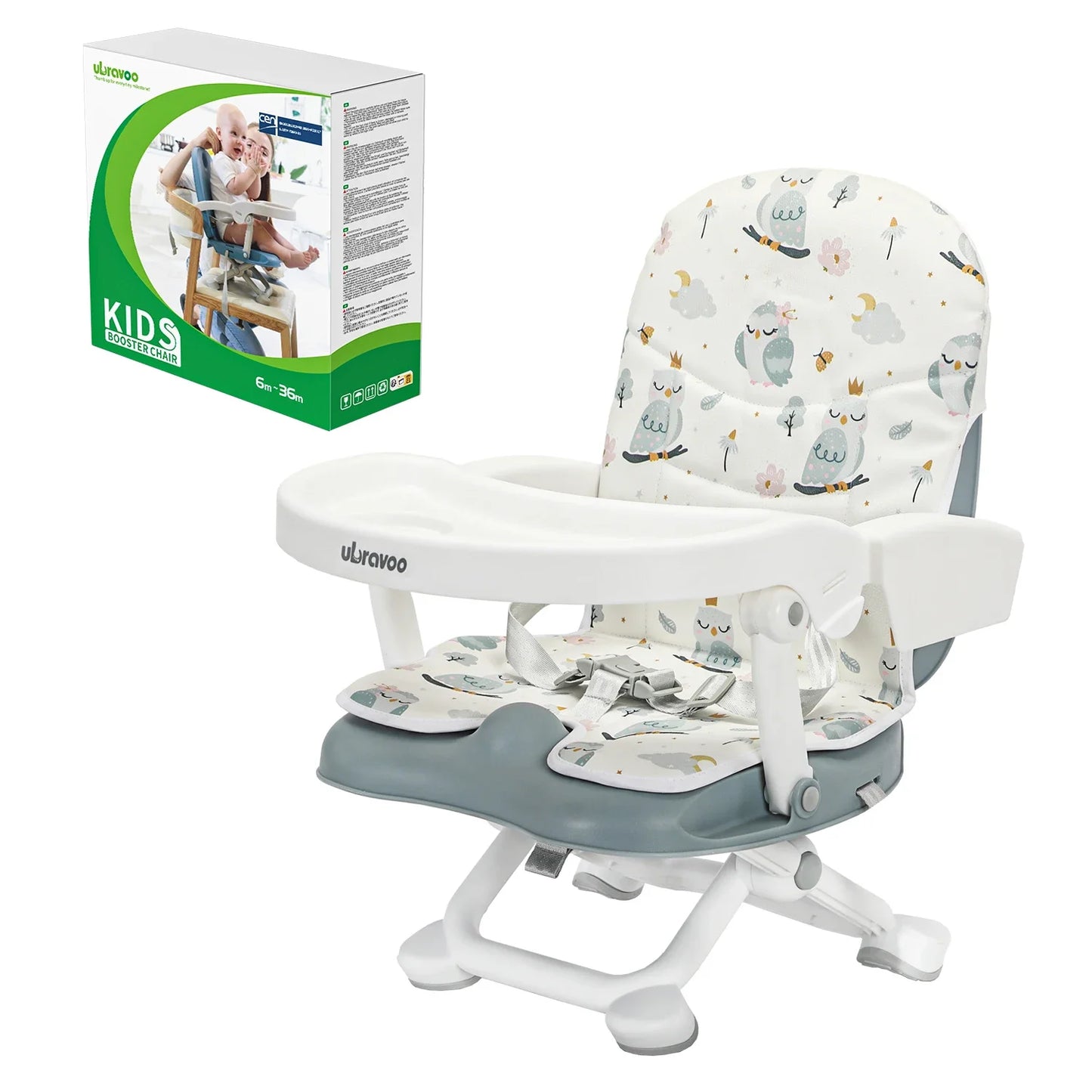 Baby Booster Seat for Dining Table with Removable Tray & Cushion, Travel High Chair for Babies and Toddlers