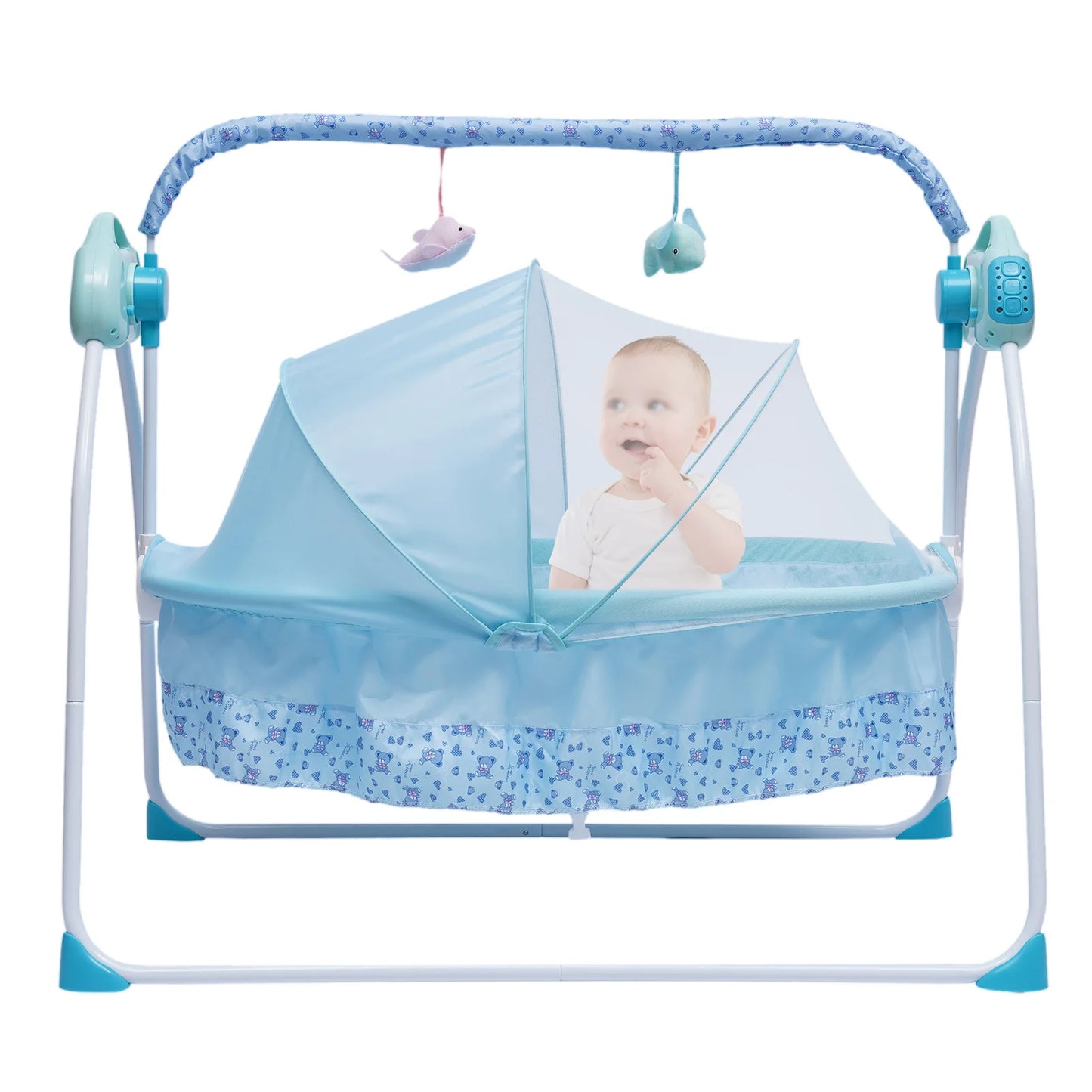 Electric Bluetooth Baby Swing Cradle Bassinet Rocking Crib, Portable Infant Bed, Automatic Swinging Baby Rocking Chair