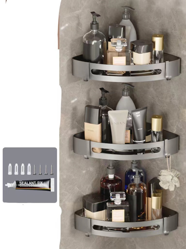 Bathroom Triangle Wall Shelf – Perforated Hanging Storage Rack