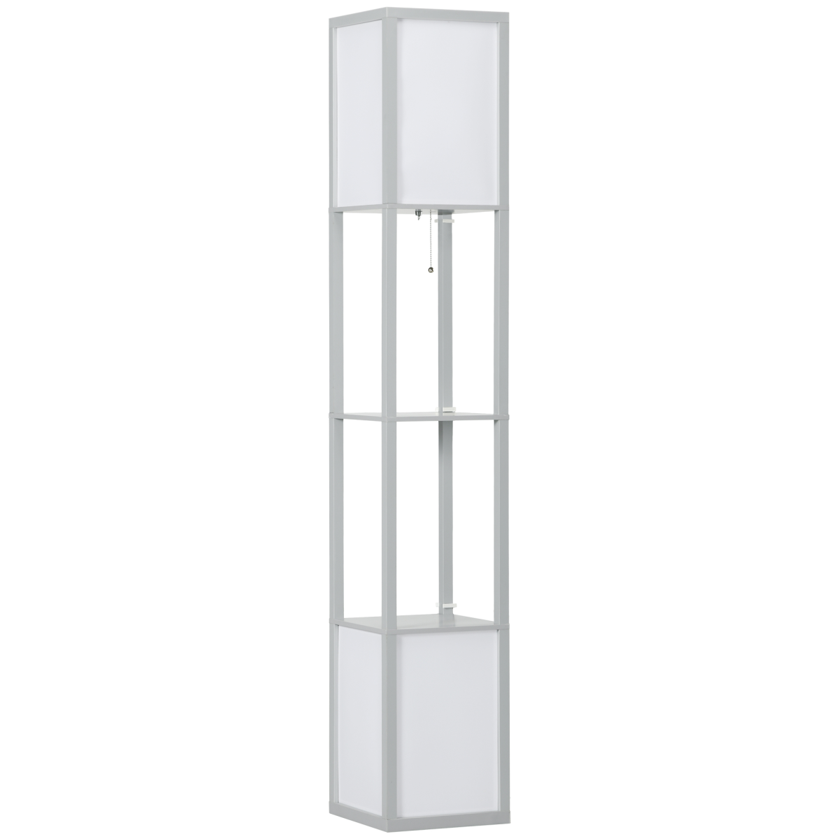 HOMCOM shelf floor lamp with dual lights, modern design, suitable for living room or bedroom lighting.