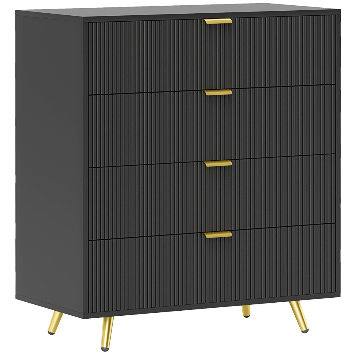 White HOMCOM chest of drawers with four spacious drawers, ideal for bedroom or living room storage.