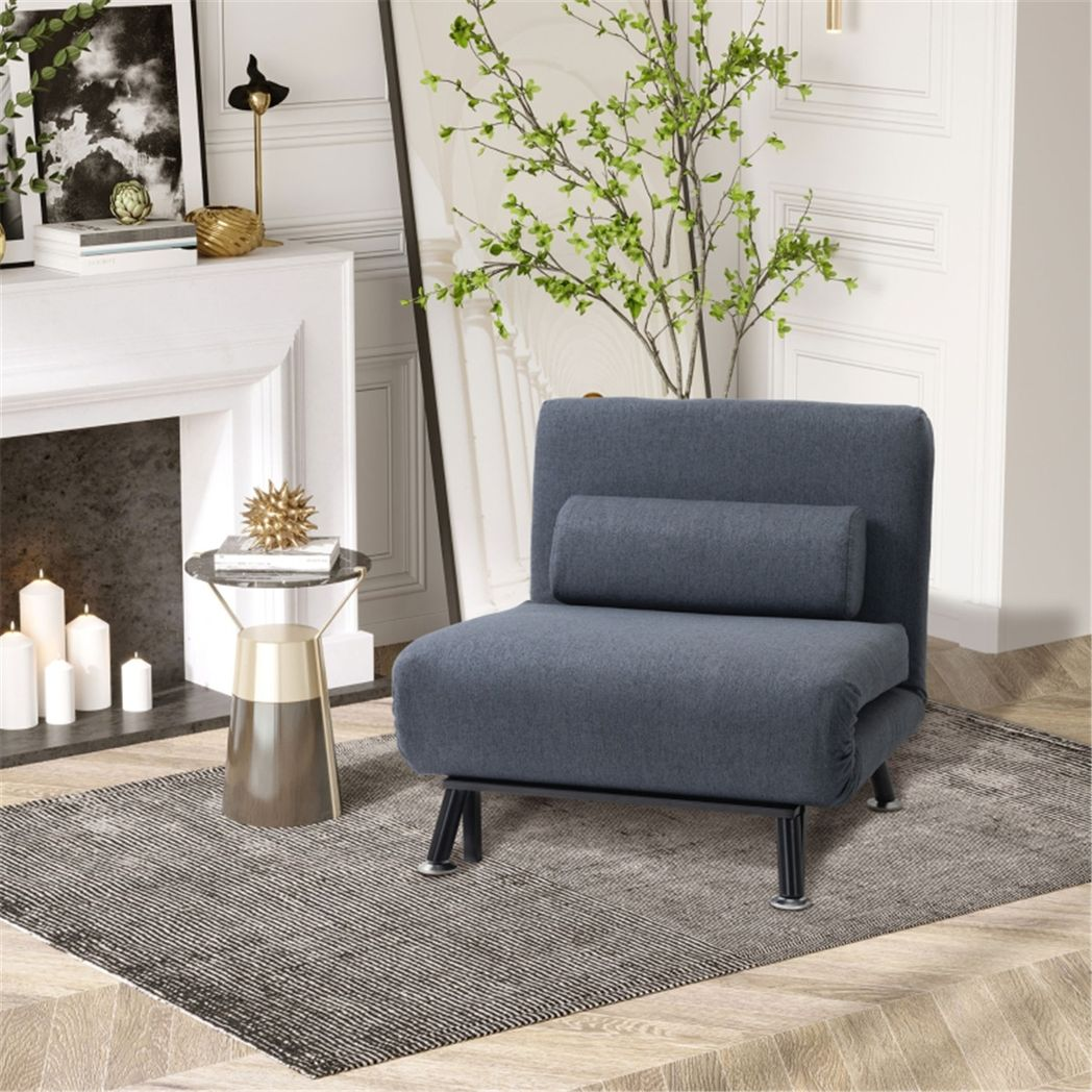 Comfortable sofa chair and single sofa bed in neutral fabric with plush cushions, perfect for versatile seating and sleeping.