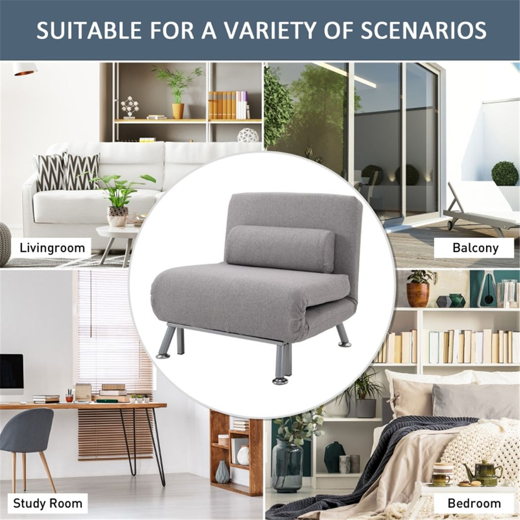 Comfortable sofa chair that converts into a single bed, ideal for small living spaces and versatile seating or sleeping options.