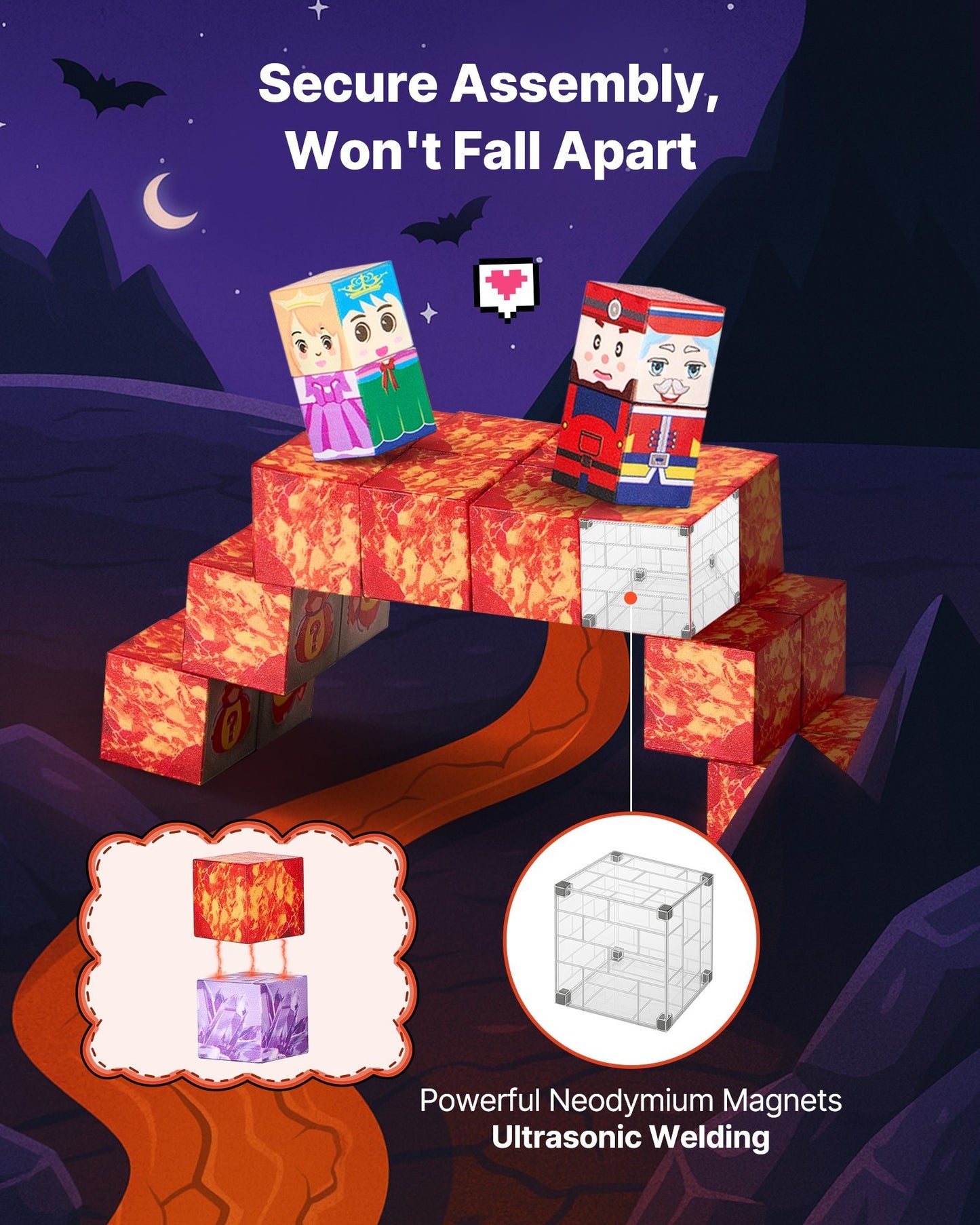 Magnetic Building Blocks 150-Piece Dark Castle Set – STEM Montessori Construction Toy