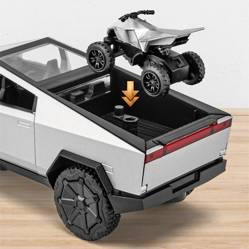 Metal off-road toy pickup truck by eprolo, diecast alloy model with sound and light features, suitable for kids' play and gifts.