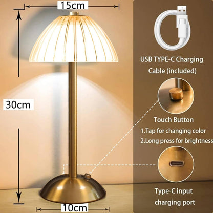 Modern HOMCOM LED table lamp with dimmable cordless design, USB rechargeable night light, ideal for home decor and bedside use