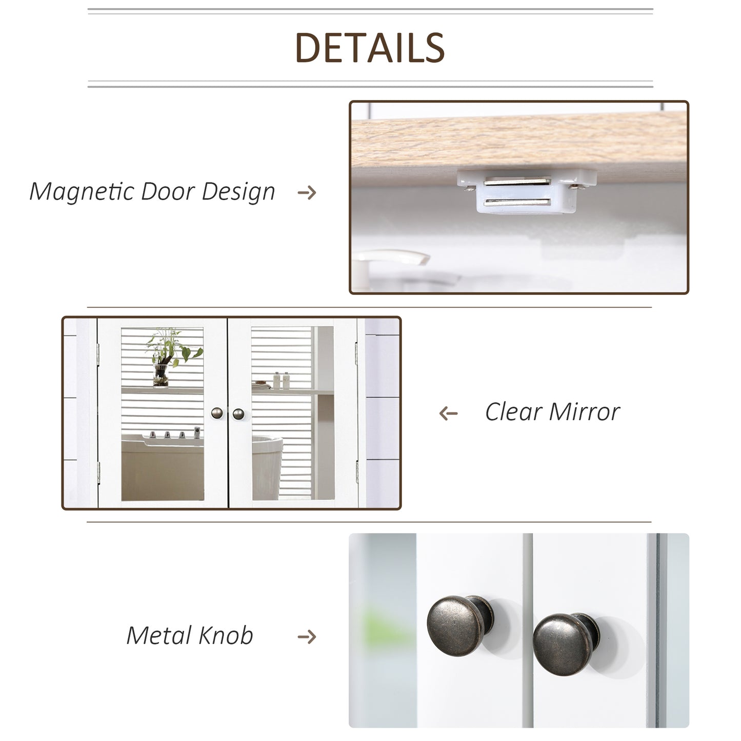 HOMCOM Kleankin bathroom furniture set with wall-mounted mirror cabinet, adjustable shelf, white and wood grain finish, bathroom sink cabinet