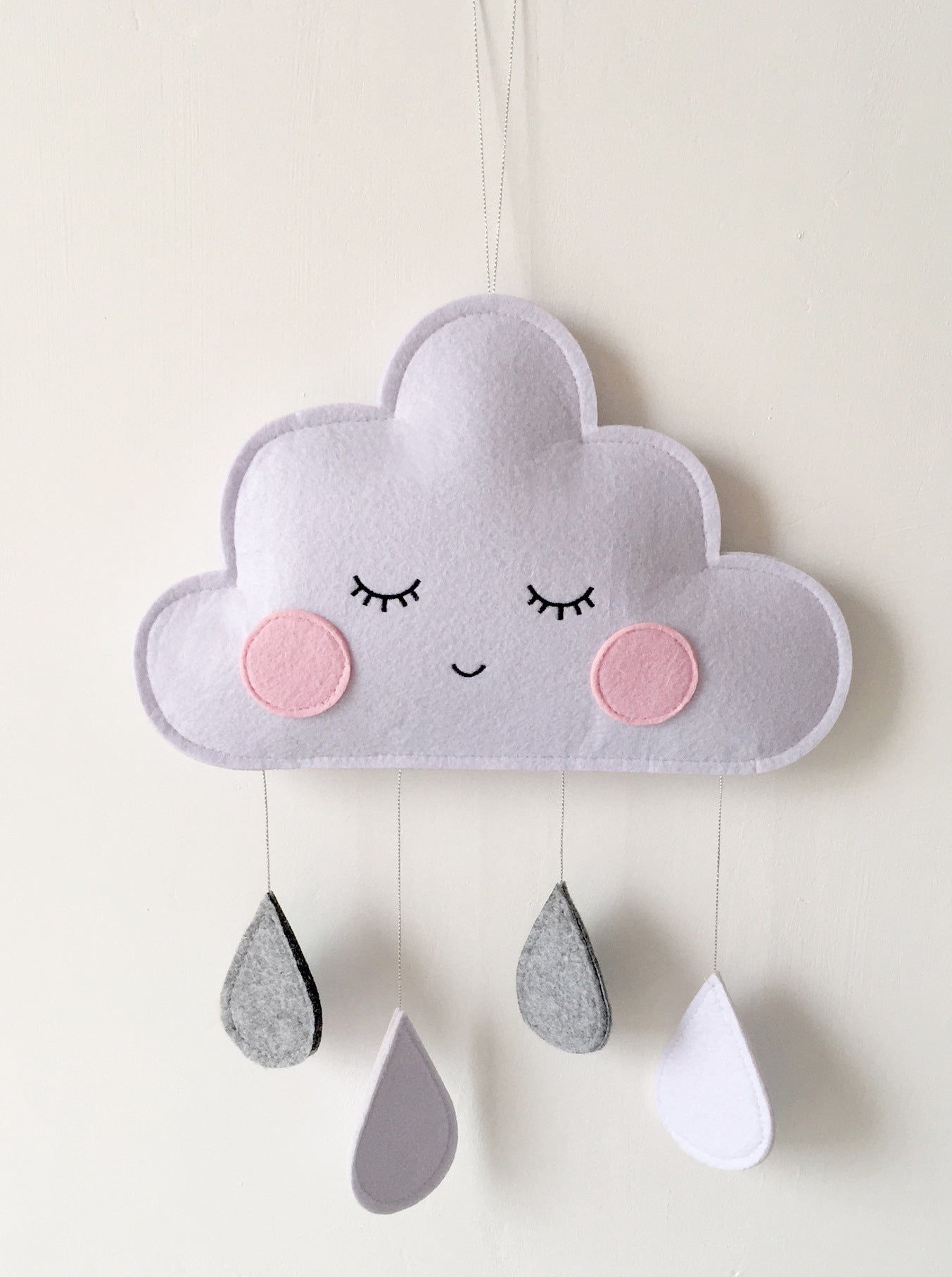 Clouds Felt Raindrops Pendant – Kids Room Hanging Decoration