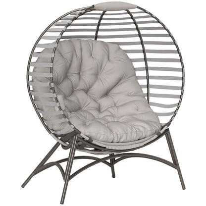 Light grey egg chair with cushion and side pocket from HOMCOM, featuring a cozy, modern design for comfortable seating.