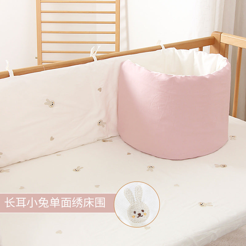 HOMCOM baby crib bed circumference soft anti-collision padding, removable and washable, shown wrapped around a crib for safety.