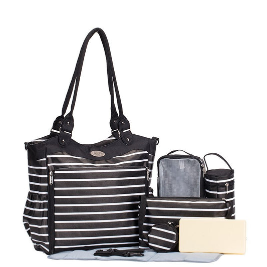 Eprolo 9-piece diaper bag set with stroller hooks, including multiple compartments and accessories for baby care.