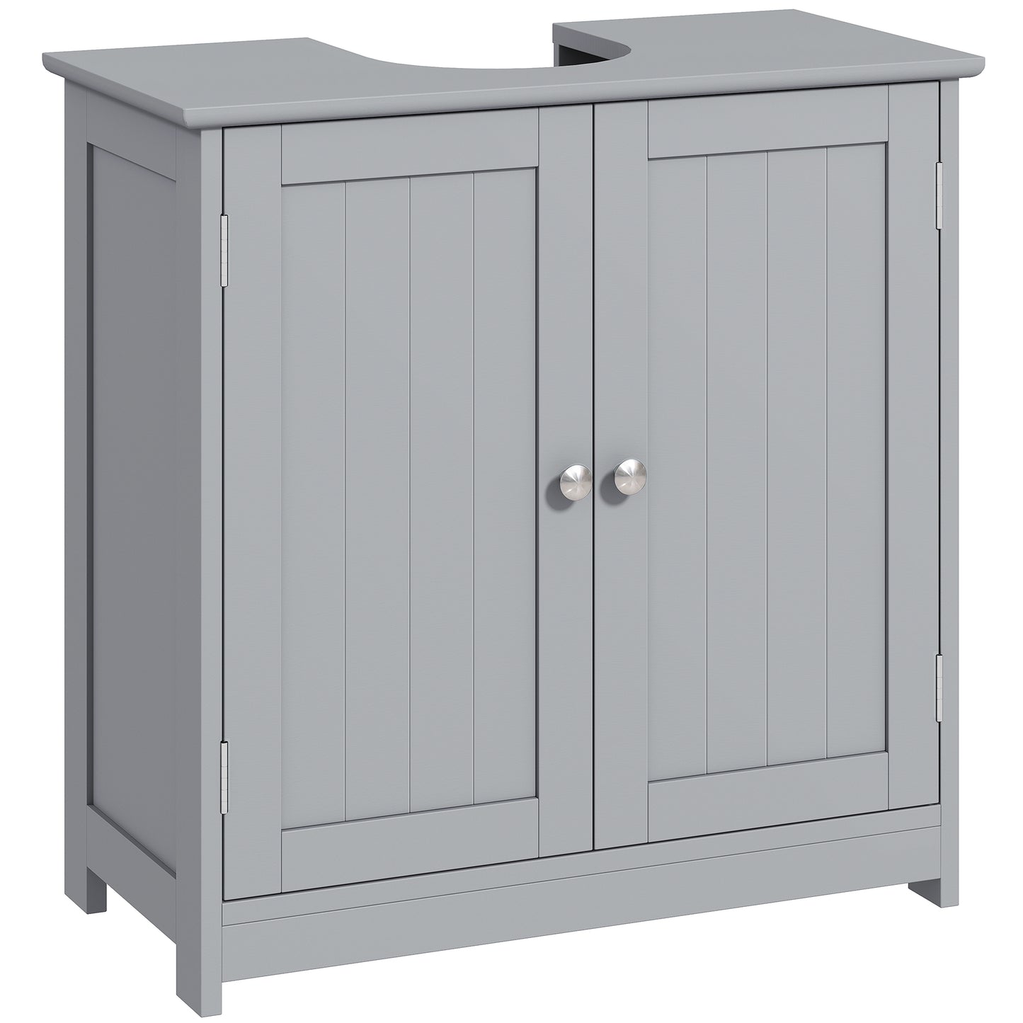 HOMCOM Kleankin grey freestanding under sink bathroom cabinet with two doors and adjustable shelf for basin storage