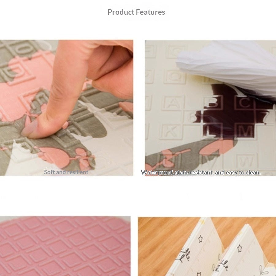 HOMCOM foldable baby crib side mat with protective padding, designed for living room safety and comfort for infants.