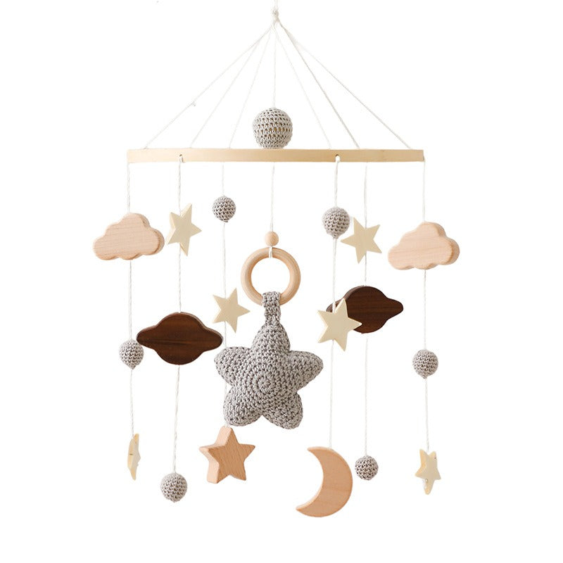 Eprolo baby crib mobile bell hanging soothing toy with colorful plush characters and gentle chime, designed for infants' comfort.