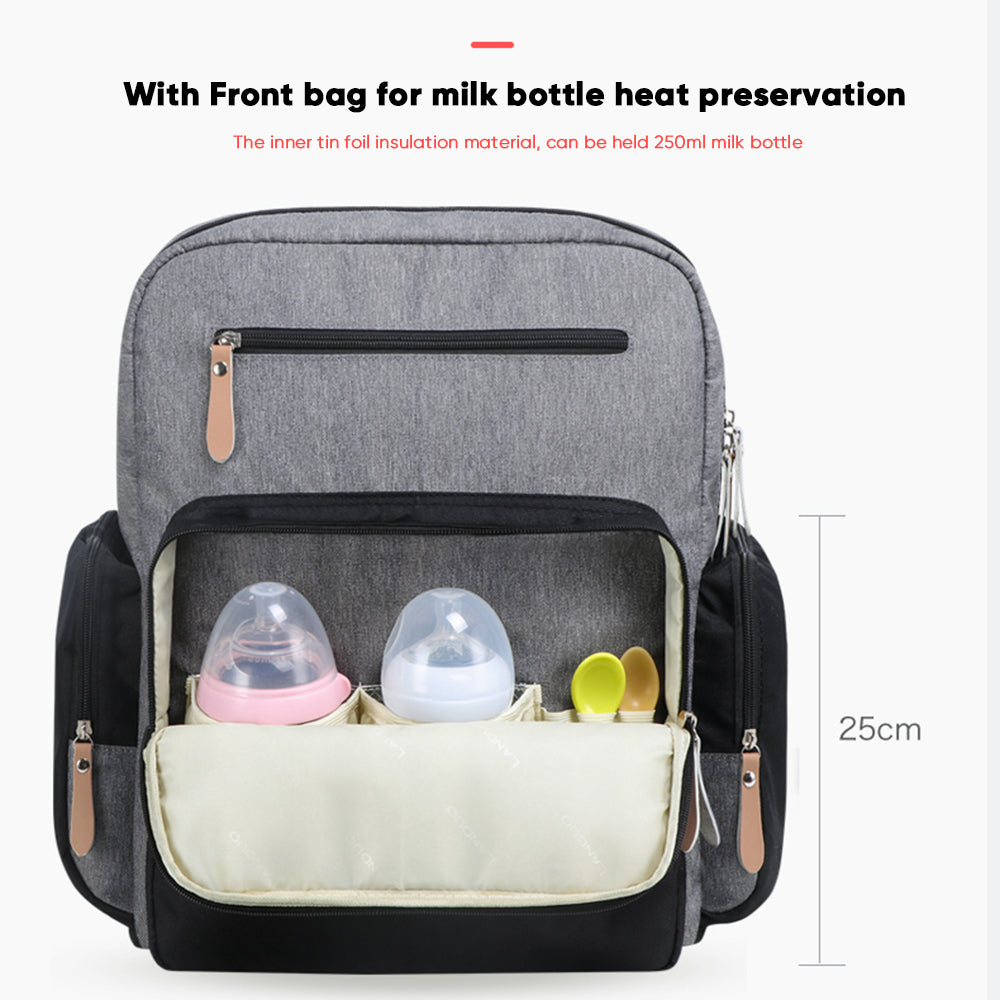 Eprolo large capacity diaper bag backpack for moms and dads, stylish stroller organizer with multiple compartments for baby care.