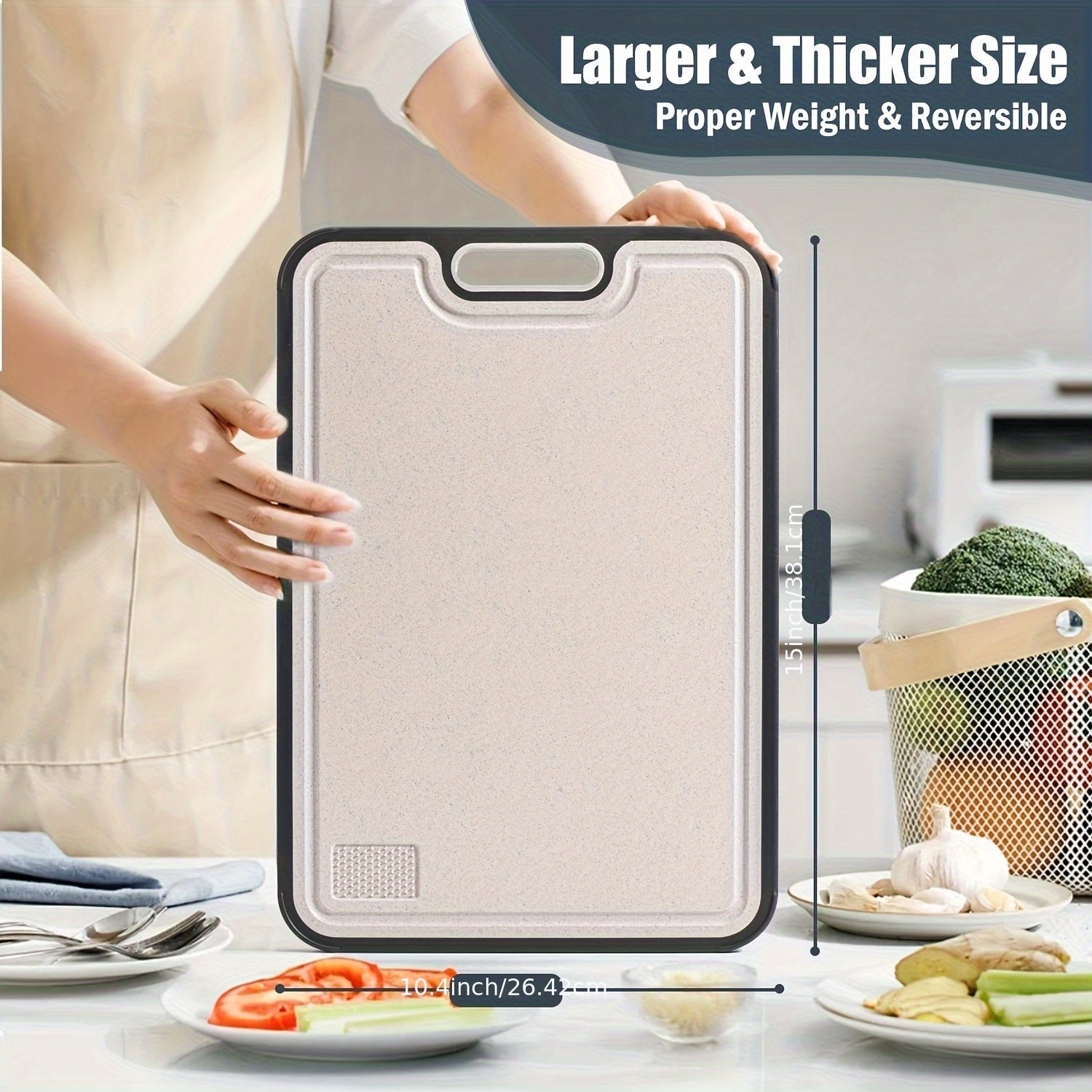 HOMCOM double-sided stainless steel chopping board with anti-slip base, handle, ideal for meat, vegetables, and fruits in kitchen or camping.