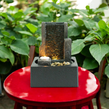 MSL 24cm fountain with flowing water, decorative outdoor garden feature made of durable materials.