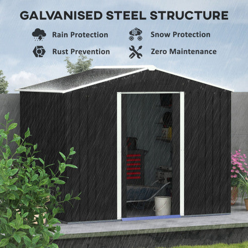 7.7×5.7ft Metal Garden Shed – Galvanised Outdoor Storage with Vents