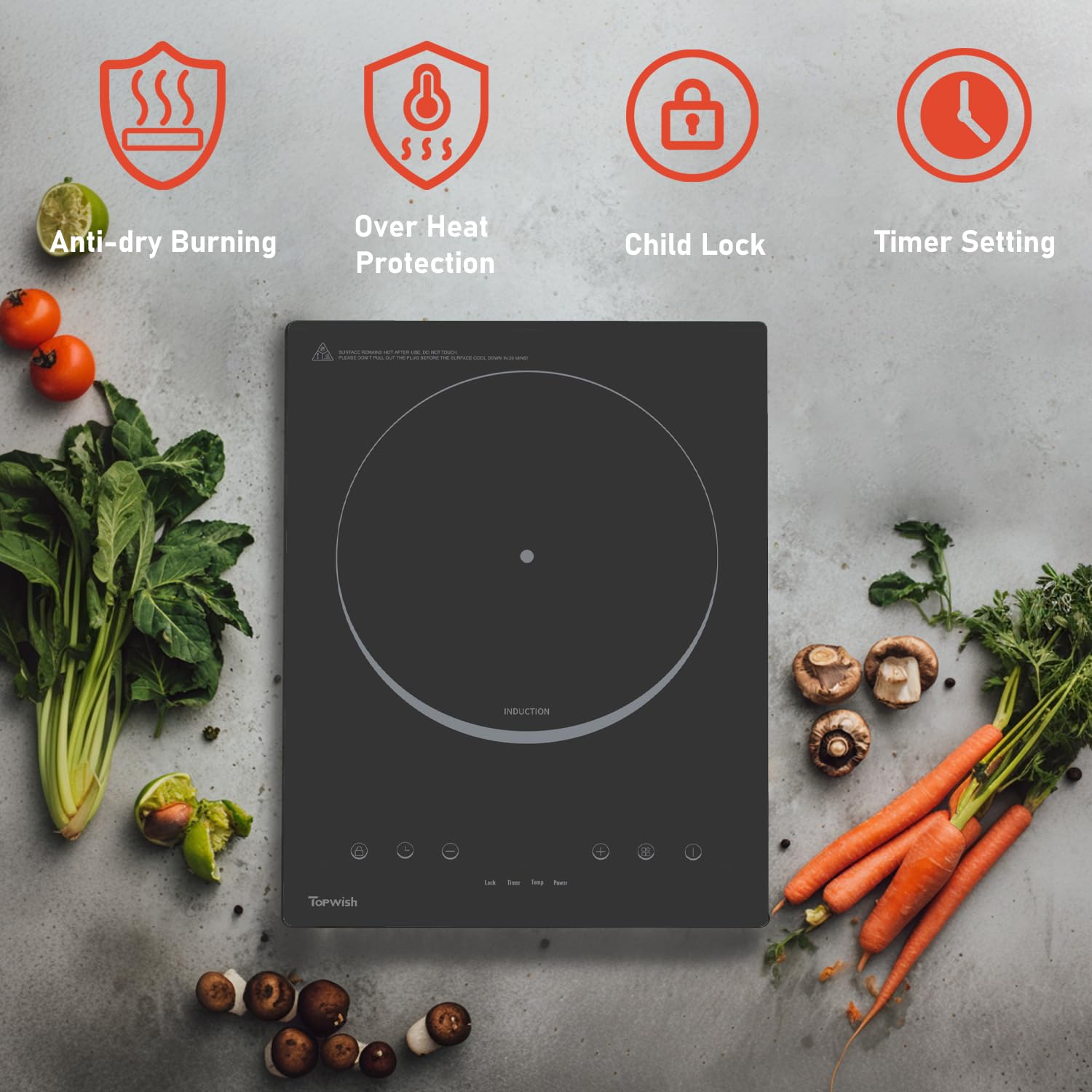 HOMCOM 2200W black crystal panel induction cooker with five cooking zones, sleek modern design, and touch control panel.