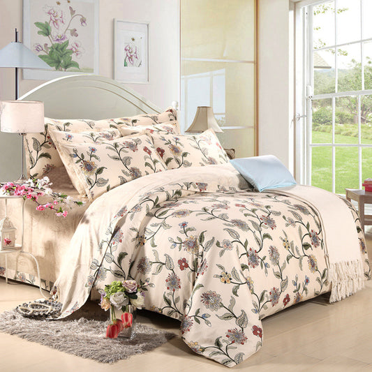 Pure cotton bedding from HOMCOM, showcasing soft, white bed sheets and pillowcases in a cozy bedroom setting.
