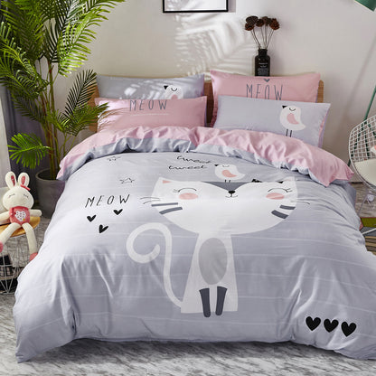 HOMCOM cotton cartoon bedding set with colorful playful patterns, made for a cozy and fun bedroom decor.