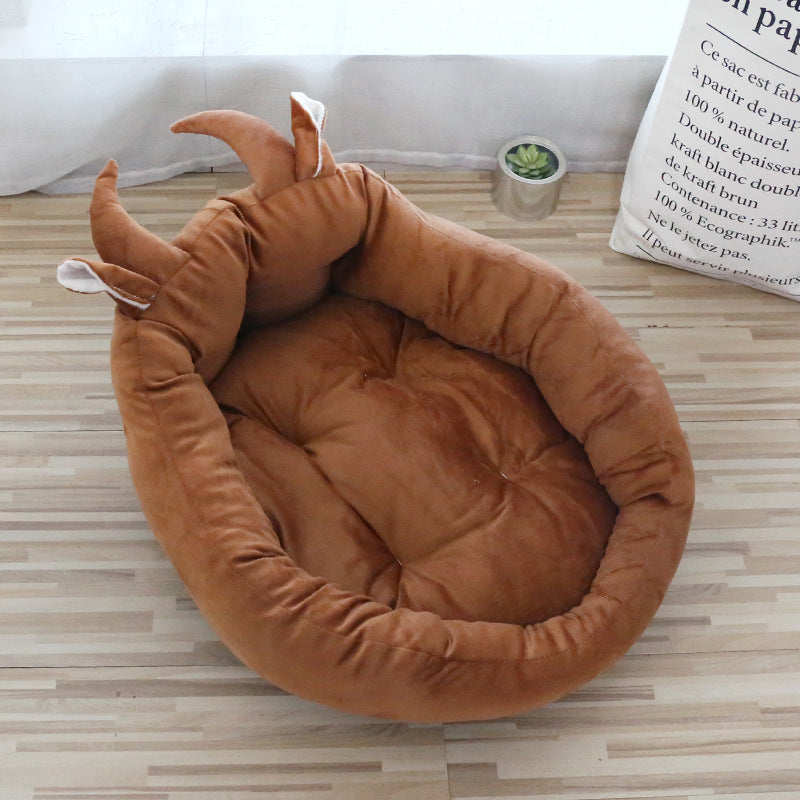 HOMCOM pet bed pad with thickened cushioning, cartoon design, high backrest, providing cozy comfort for small pets.