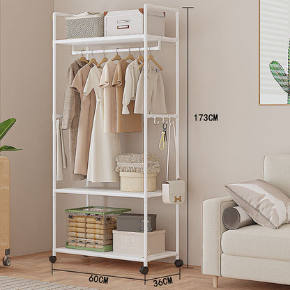 HOMCOM multifunctional white clothes rail with garment hanging bars and shoe rack, home storage shelf, no wheels.