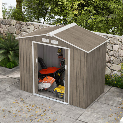 7×4ft Metal Garden Storage Shed – Vented Outdoor Storage with Floor Kit