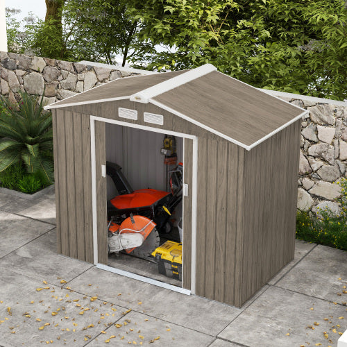 7×4ft Metal Garden Storage Shed – Vented Outdoor Storage with Floor Kit