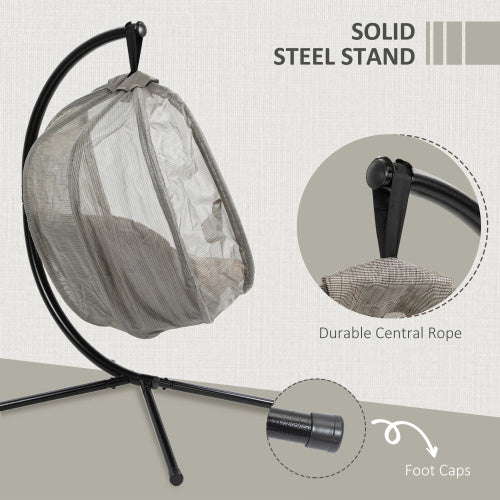 Hanging Egg Chair with Stand – Foldable Outdoor Swing Hammock, Khaki