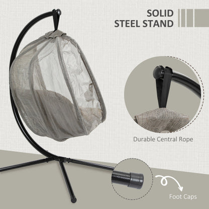 Hanging Egg Chair with Stand – Foldable Outdoor Swing Hammock, Khaki