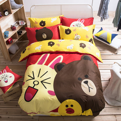 Cotton cartoon bedding set by HOMCOM featuring colorful, playful cartoon patterns on soft, comfortable bedding for children