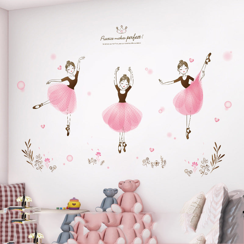 HOMCOM dance studio decoration sticker for room decor, featuring colorful dance-themed designs on a wall.