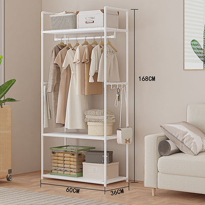 White HOMCOM multifunctional clothes rail with garment hanging bars and shoe rack, home storage shelf without wheels.