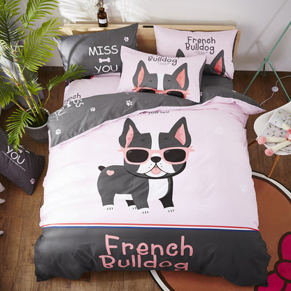 HOMCOM cotton cartoon bedding set with colorful playful designs on soft fabric for kids' bedroom decor