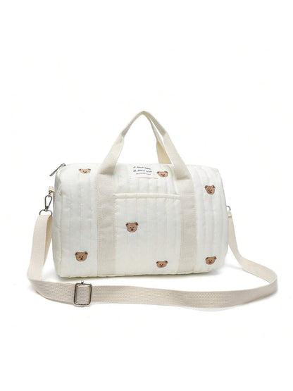 Large embroidered travel bag by eprolo with spacious interior, sturdy handles, and stylish design for travel and daily use.