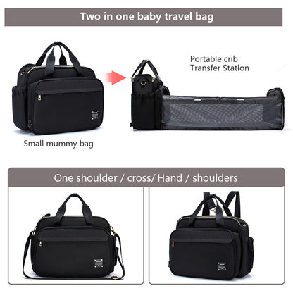 HOMCOM portable folding crib mummy bag and messenger bag, multifunctional design with compact, foldable features for easy transport.