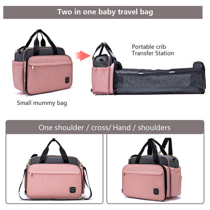 HOMCOM portable folding crib mummy bag, multifunctional messenger style baby bassinet with adjustable features and compact design.