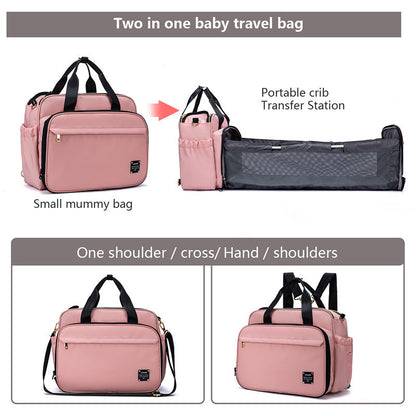 HOMCOM portable folding crib mummy bag with messenger style, multifunctional design, suitable for travel and baby care.