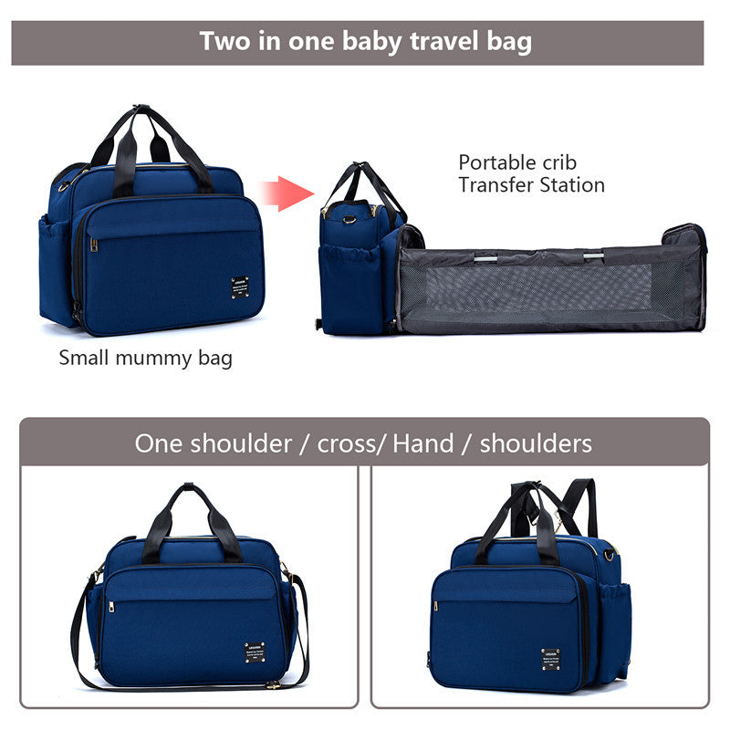 HOMCOM portable folding crib mummy bag with messenger strap, compact and multifunctional for travel and on-the-go use.